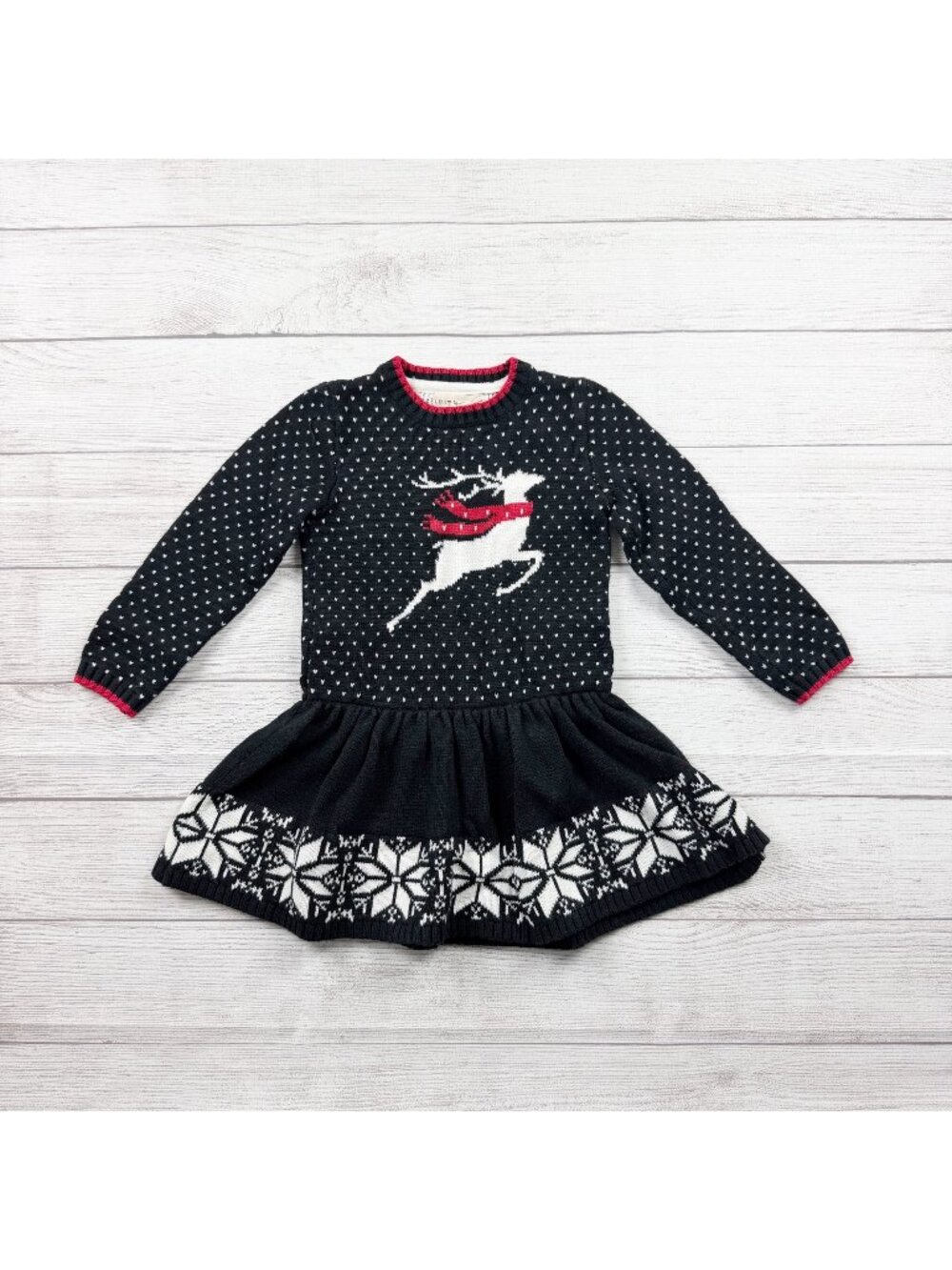 If It Were Me Girls Black Reindeer Snowflake Sweater Dress 6